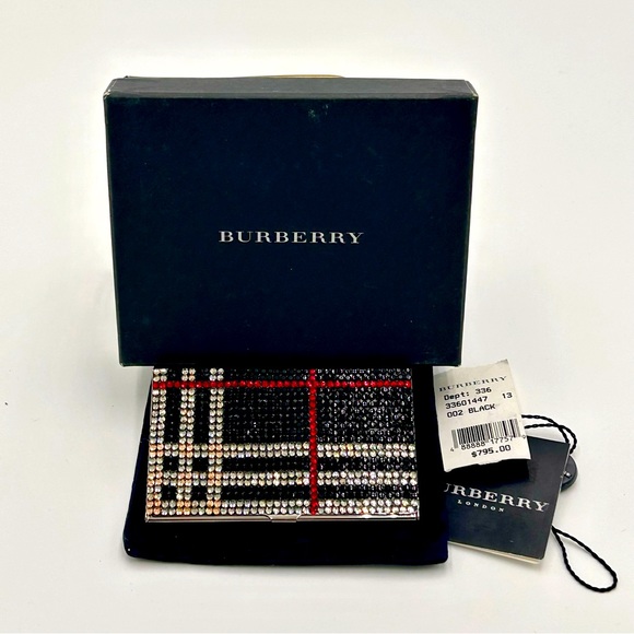 BURBERRY - RARE Sworovski Crystal &  Silver Business Card Holder NWT - Picture 1 of 5